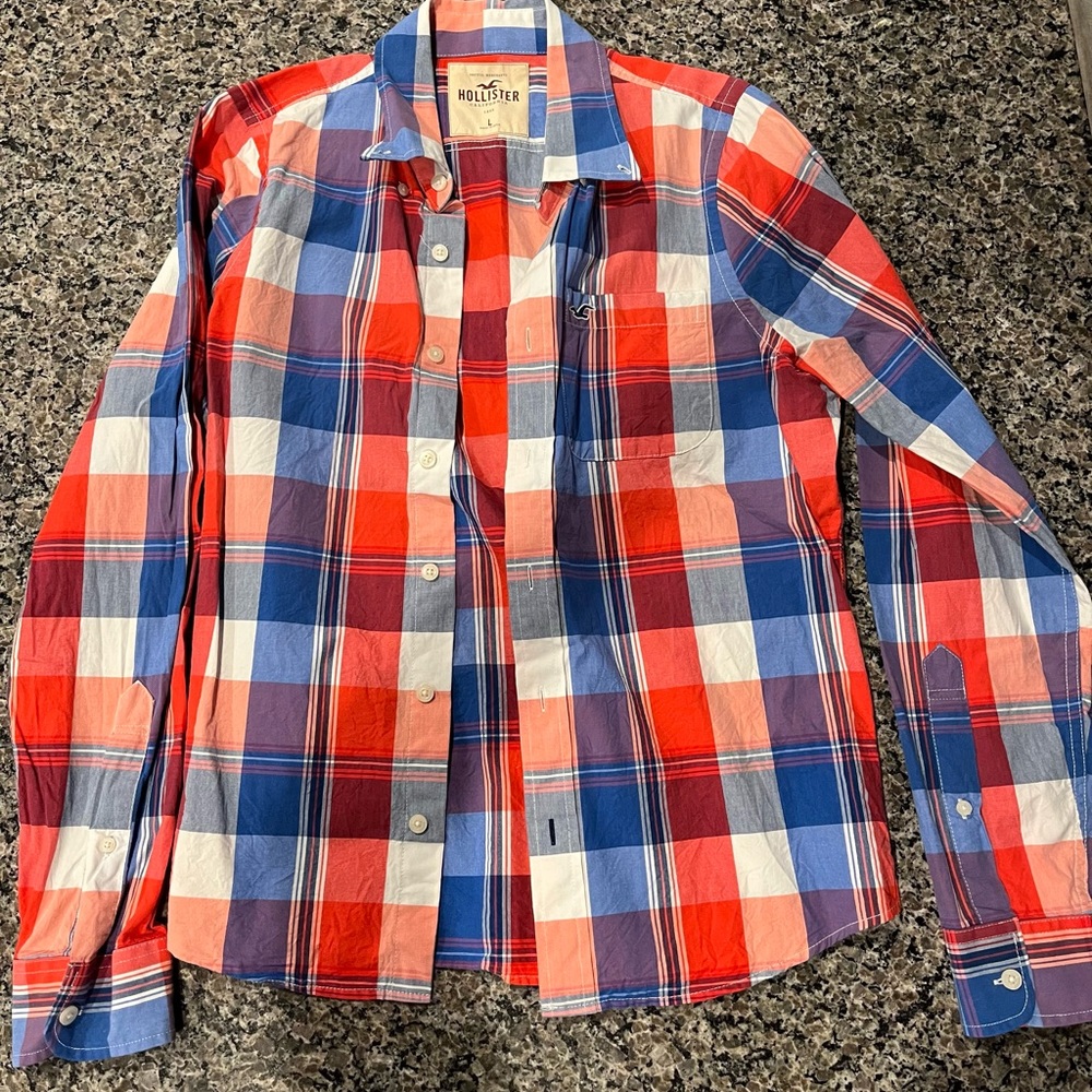 Hollister Men's Vibrant Plaid Button-Down Shirt